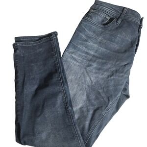 JACK&JONES Slim Straight Tim Jeans Size 34x32 Distressed Dark Wash Denim